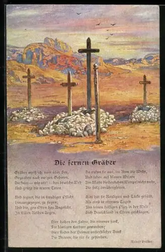 AK Kolonial-Kriegerdank, Lied Die fernen Gräber, Deutsche Kriegsgräber in Südwestafrika