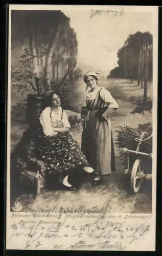 Foto-AK NPG: Haardt, Uf`m Hämweg, Bäuerinnen in pfälzischer Volkstracht