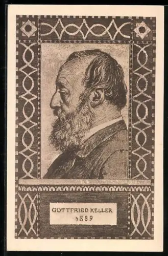 AK Dichter Gottfried Keller, 1889