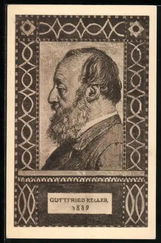 AK Dichter Gottfried Keller, 1889
