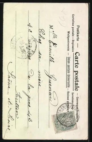 Lithographie La Poste en Italie, Briefträger aus Italien