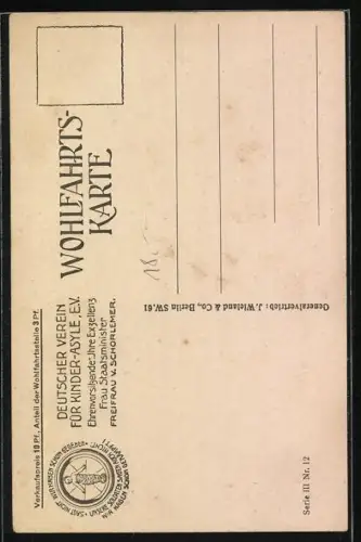 AK Denkt an unsere Krieger-Waisen!, Im Kinder-Asyl, Säugling auf Waage und Krankenschwester, Rotes Kreuz