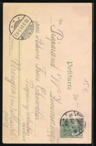 AK Auf Regen folgt Sonnenschein, Landschaftsmotiv mit Regenbogen