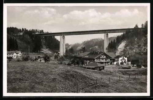 AK Weyarn, Mangfallbrücke der Reichsautobahn München-Landesgrenze, erbaut 1934-35