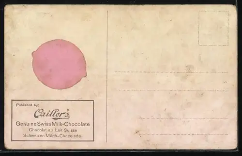 AK Blick in die Alpen mit Berghütte, Schokoladenfirma Cailler