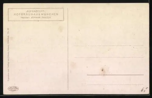 Künstler-AK Fritz Quidenus: München, Münchner Hofbräuhaus, Parterre-Bierhallen, Innenansicht