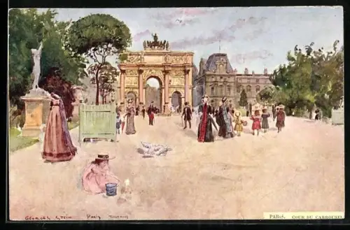 Künstler-AK Georges Stein: Paris, Cour de Carrousel