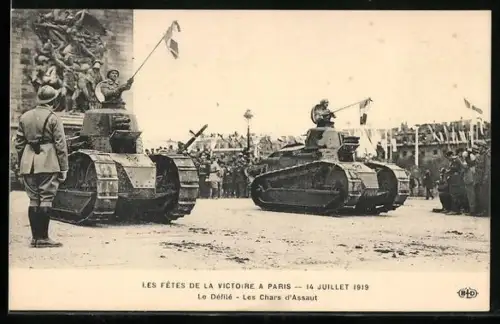 AK Paris, Siegesparade / Fete de la Victoire 1919, Kampfpanzer