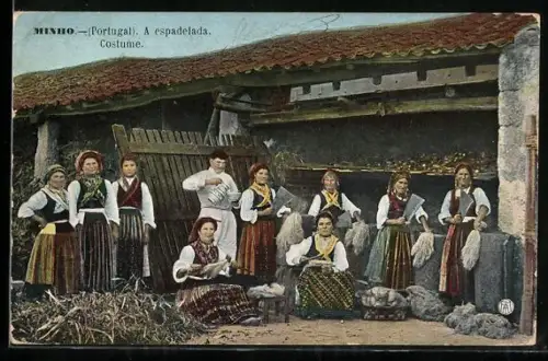 AK Minho, A espadelada, Costume, portugiesische Trachten