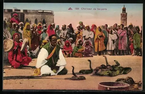 AK Charmeur de Serpents, Schlangenbeschwörer mit Trommlern