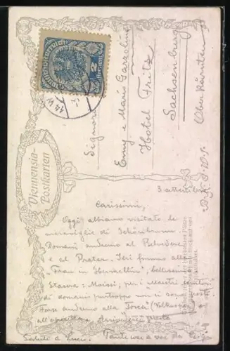 Künstler-AK R. Preuss: Wien, Graben mit Pferdewagen und Blick auf den Stephansdom