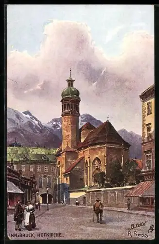 Künstler-AK Rudolf Preuss: Innsbruck, Strassenpartie an der Hofkirche
