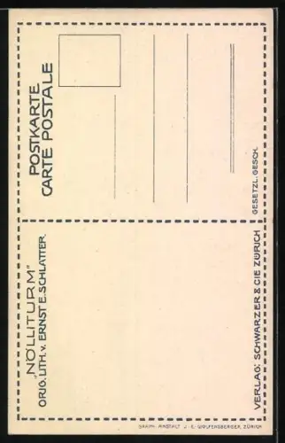 Künstler-AK Ernst E.Schlatter: Luzern, Partie am Nölliturm, Pferdegespann