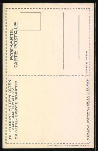 Künstler-AK Ernst E.Schlatter: Luzern, Hotkirche mit dem Alten Kaplanenhaus