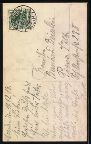 AK Frau auf Uhr mit Datum 11.12.13