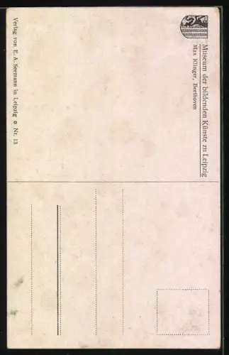 Künstler-AK Max Klinger: nackter Beethoven auf einem Sessel mit Tuch bedeckt