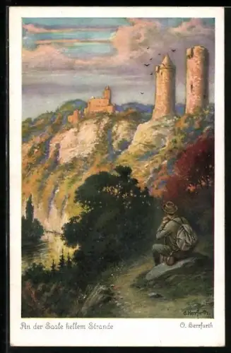 Künstler-AK Oskar Herrfurth: An der Saale hellem Strande