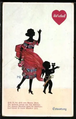 Künstler-AK Marte Graf: Liebesbotschaft, Fräulein mit Amor