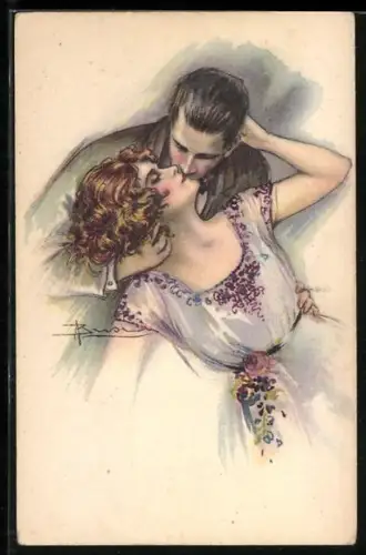 Künstler-AK Adolfo Busi: Liebspaar beim Kuss