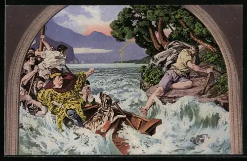 Künstler-AK Dr. Stückelberg: Tell`s Sprung