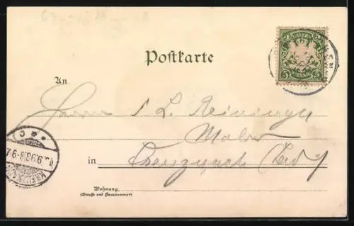 Lithographie München, Bräuhaus-Carree, dicke Männer trinken Bier, Trinkerhumor