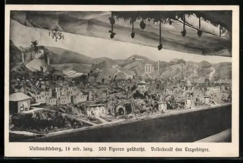 AK Geschnitzter Weihnachtsberg, Volkskunst des Erzgebirges