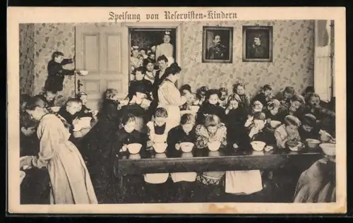 AK Kinder-Volksküche, Speisung von Reservisten-Kindern