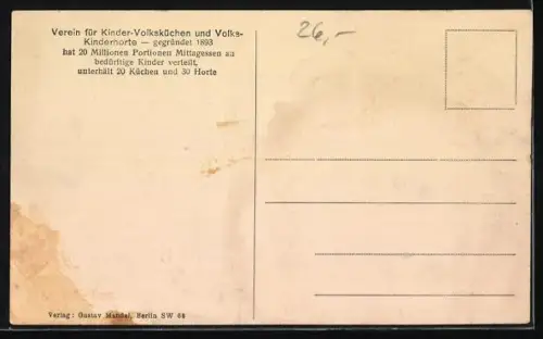 AK Kinder-Volksküche, Speisung von Reservisten-Kindern