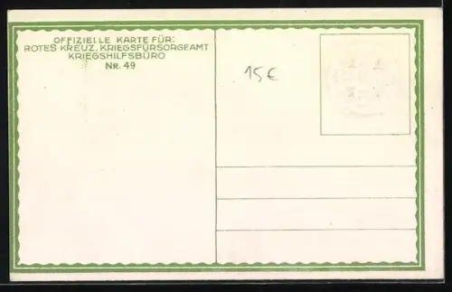 AK Rotes Kreuz Nr. 49: Goldenes Emblem der Kriegsfürsorge