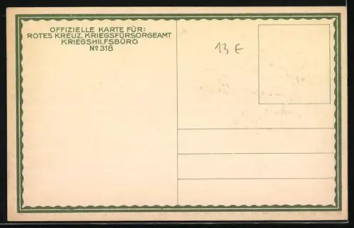 AK Rotes Kreuz Nr. 318: Beste Weihnachts- und Neujahrswünsche, Tannenzweig mit Zapfen