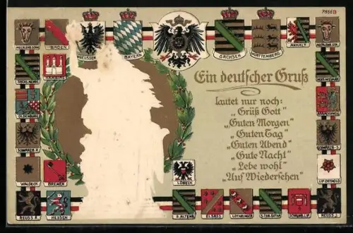 Lithographie Germania, Wappen der Deutschen Länder