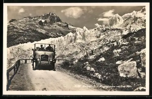 AK Furkastrasse und Rhonegletscher mit Post-LKW