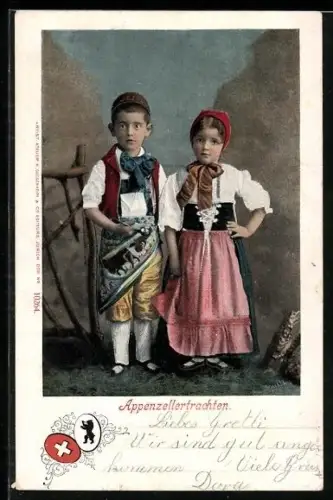 AK Appenzellertrachten, Kleines Paar, Wappen