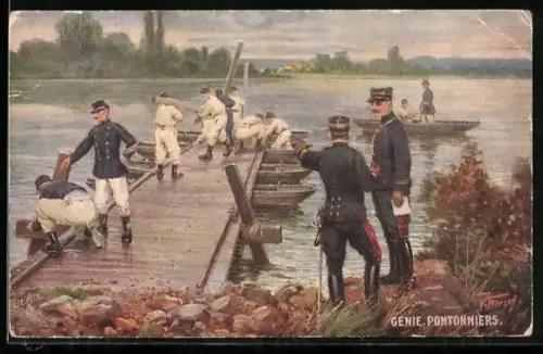 Künstler-AK Frankreich, Genie Pontonniers