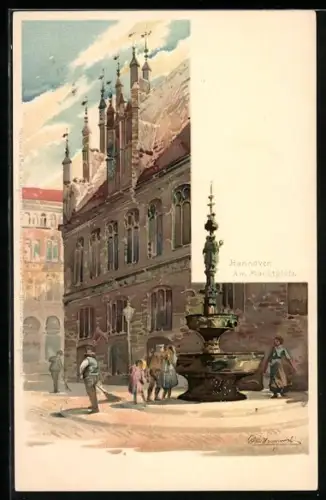 Künstler-AK Otto Hammel: Hannover, Partie am Marktplatz