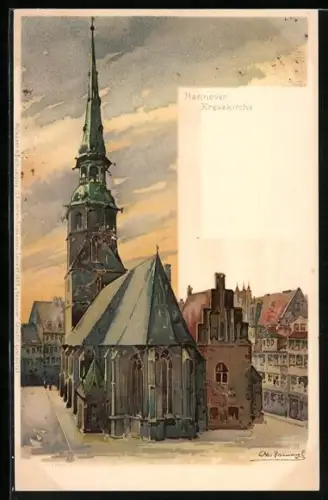Künstler-AK Hannover, an der Kreuzkirche