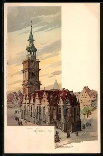 Künstler-AK Otto Hammel: Hannover, Aegidienkirche, Rückansicht