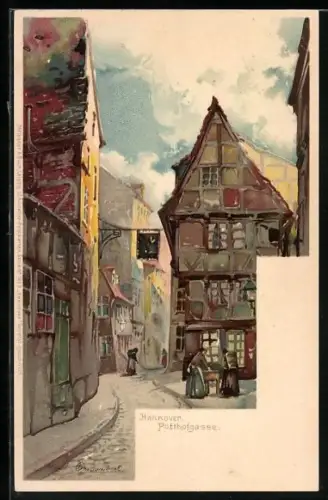 Künstler-AK Otto Hammel: Hannover, Alte Häuser in der Potthofgasse