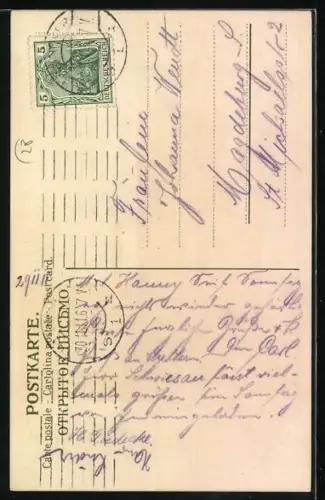 Künstler-AK Otto Hammel: Hannover, Leibnitzhaus m. Wagen