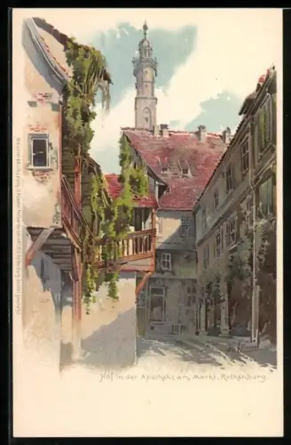 Künstler-AK Meissner & Buch (M&B) Nr.1013: Rothenburg, Hof in der Apotheke am Markt
