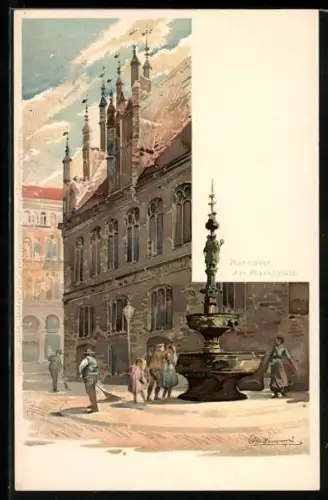 Künstler-AK Otto Hammel: Hannover, Partie am Marktplatz