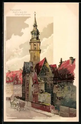 Künstler-AK Otto Hammel: Hannover, Motiv aus der Ebhardtstrasse