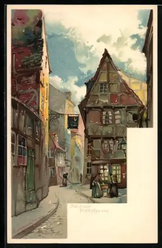 Künstler-AK Otto Hammel: Hannover, Alte Häuser in der Potthofgasse