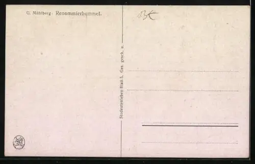 Künstler-AK Georg Mühlberg: Studenten mit Mensur Verwundungen gehen spazieren