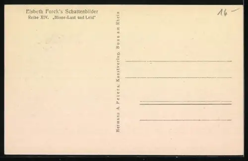 Künstler-AK Elsbeth Forck: Scherenschnitt, Minne-Lust und Leid, Der Ritter und die Magd