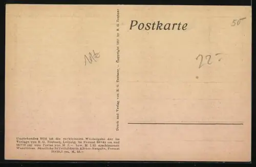 Künstler-AK Diefenbach: Per aspera ad astra, Teilbild 5, Kinder und Hirsch