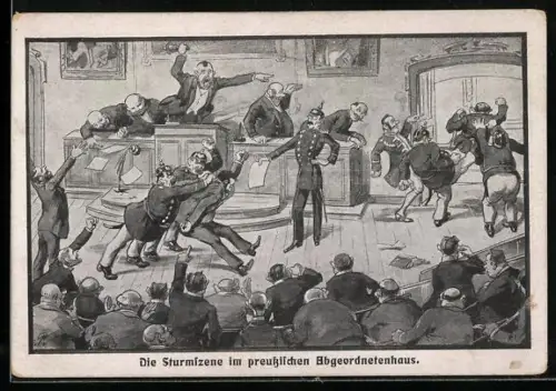 AK Die Sturmszene im preussischen Abgeordnetenhaus vom 9. Mai 1912