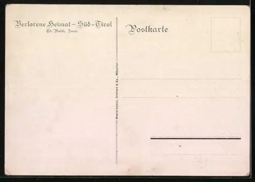 Künstler-AK Th. Walch: Verlorene Heimat Süd-Tirol, zwei Frauen auf Felsen, in die Ferne blickend und weinend