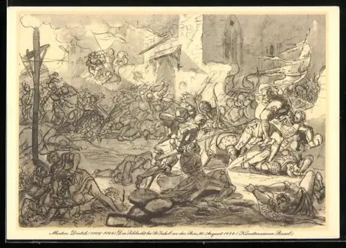 Künstler-AK Martin Disteli: Schweizer Bundesfeier 1944, Die Schlacht bei St. Jakob an der Birs 1444