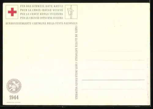 Künstler-AK Martin Disteli: Schweizer Bundesfeier 1944, Die Schlacht bei St. Jakob an der Birs 1444